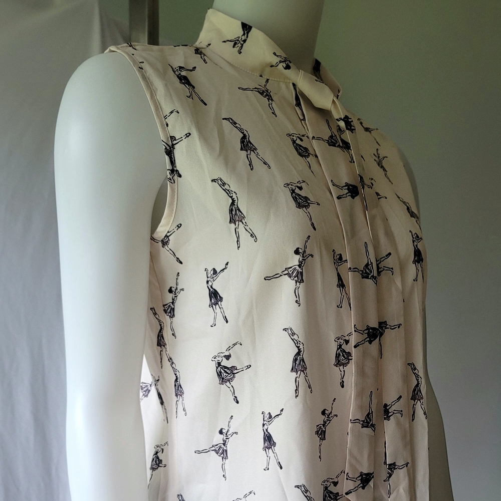 Paper Plane London Printed Button-Down Sleeveless Blouse Size S/M